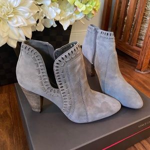 Sexy, grey suede, high heel ankle boots, new!